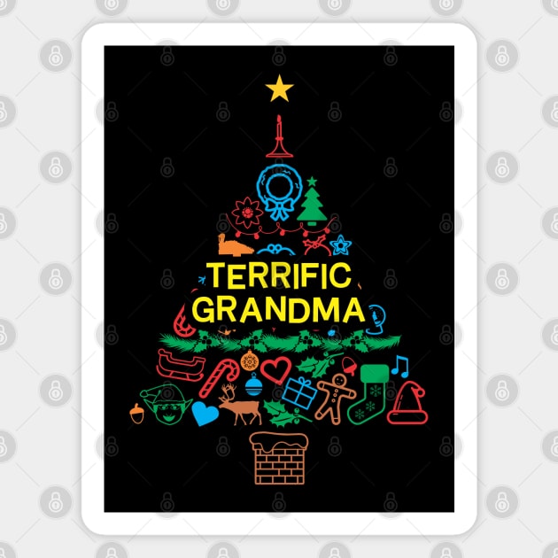 Terrific Grandma Gift - Xmas Tree 2 - Christmas Magnet by Vector-Artist